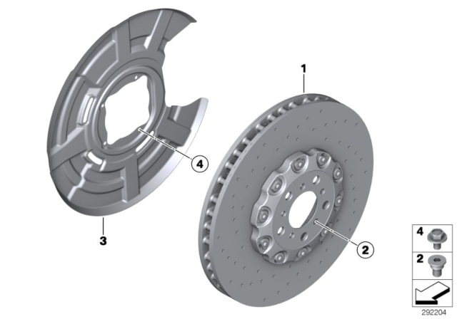 2017 BMW M6 Front Wheel Brake Disc Perforated Diagram 2