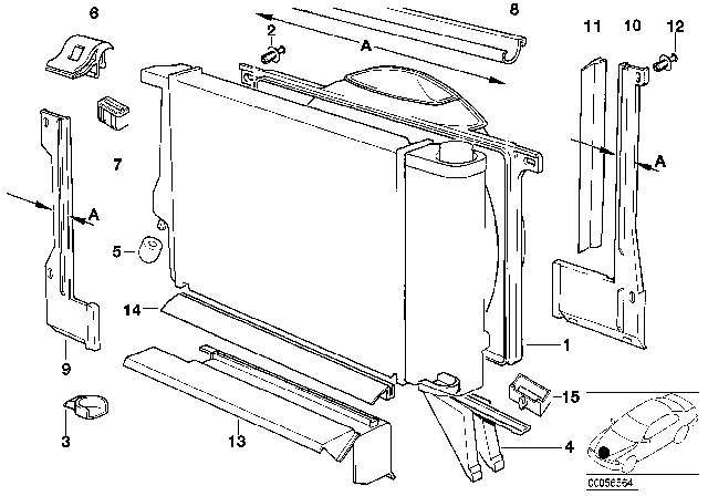 1990 BMW 525i Fan Shroud Diagram