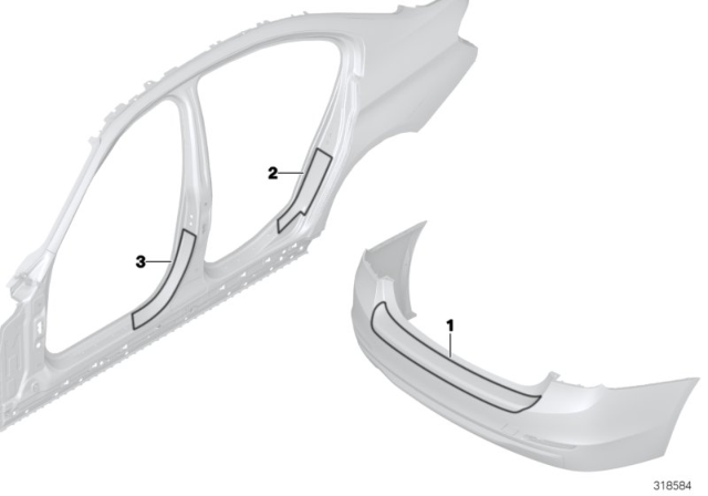 2012 BMW 335i Adhesion Impact Protective Film Diagram