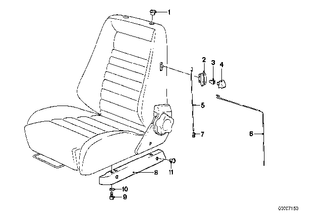 1980 BMW 633CSi Recaro Sports Seat Diagram 5