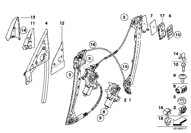 2008 BMW 328i Door Window Lifting Mechanism Diagram