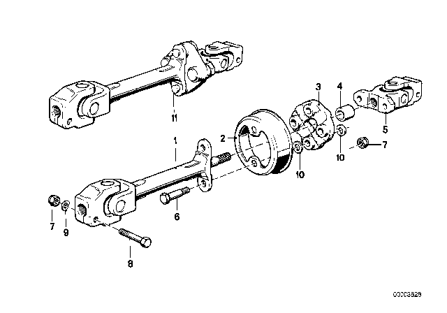 1988 BMW 325i Steering Column - Lower Joint Assy Diagram 1