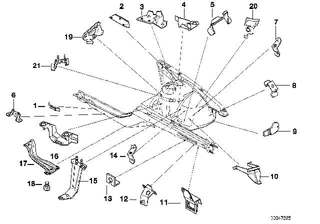 1999 BMW 740i Front Body Bracket Diagram 1