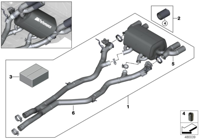 2017 BMW M3 Silencer System, M Performance Diagram