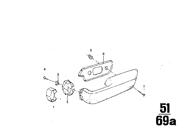 1970 BMW 2500 Armrest, Rear Diagram 2