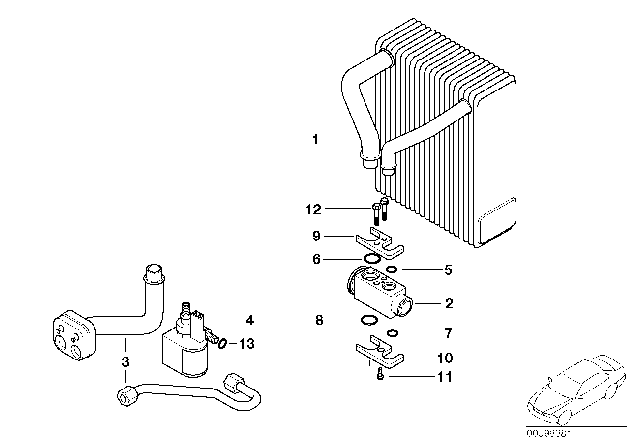 2002 BMW 745Li Evaporator, Additional Air Conditioning Diagram