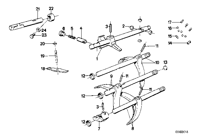 1981 BMW 633CSi Inner Gear Shift Parts (Getrag 260/5/50) Diagram 2