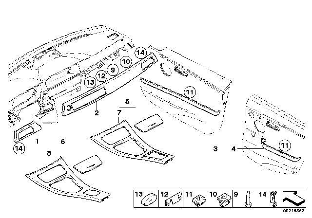 2012 BMW 328i Interior Trim Strips, Varieg.Bamboo, Anthracite Diagram
