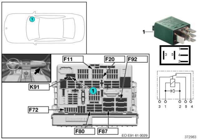 2012 BMW 328i xDrive Relay, Rear Wiper Diagram 2