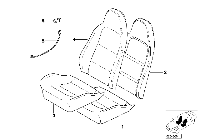 1998 BMW Z3 Seat, Front, Cushion & Cover Diagram 3