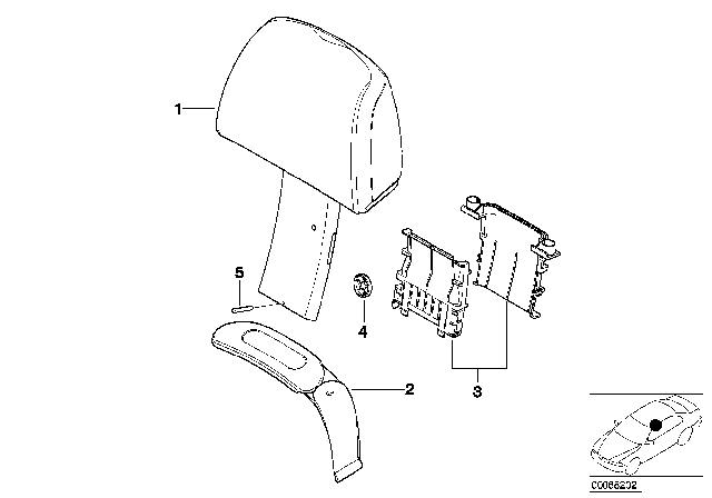 2001 BMW Z8 Cover, Headrest Left Diagram for 52107000131