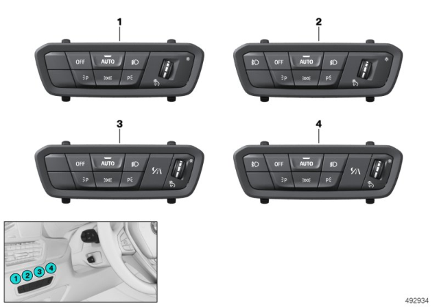 2020 BMW 840i xDrive Control Element Light Diagram