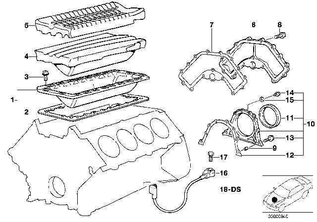 1995 BMW 740i Knock Sensor Diagram for 12141702163