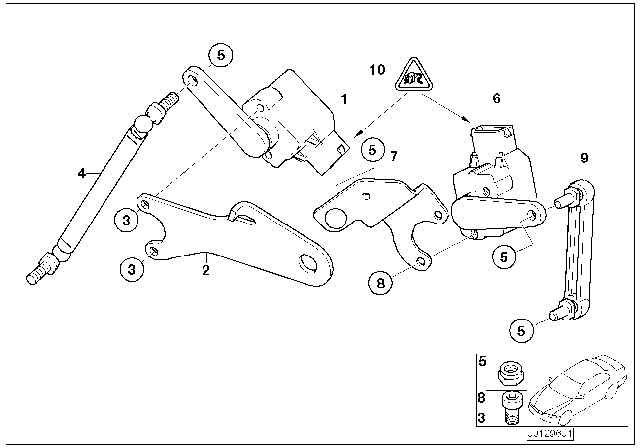 2007 BMW 650i Headlight Vertical Aim Control Sensor Diagram