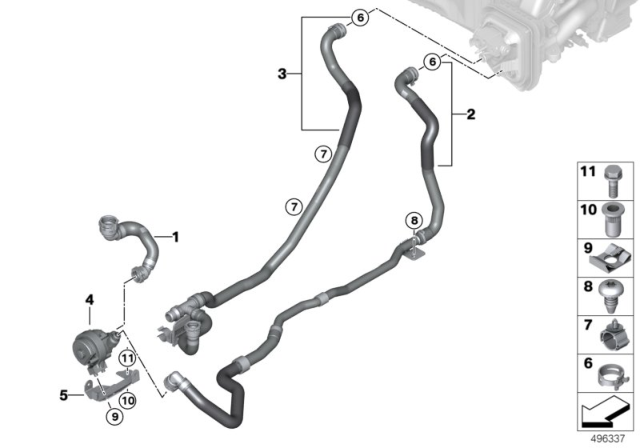 2019 BMW X5 Cooling Water Hoses Diagram