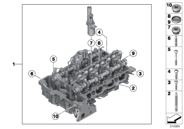 2014 BMW 328i Cylinder Head & Attached Parts Diagram