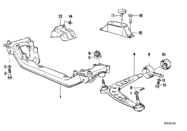 1991 BMW 325ix Rubber Mounting Diagram for 31101130503