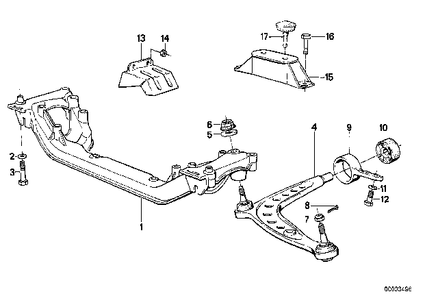 1989 BMW 325ix Front Axle Support / Wishbone Diagram