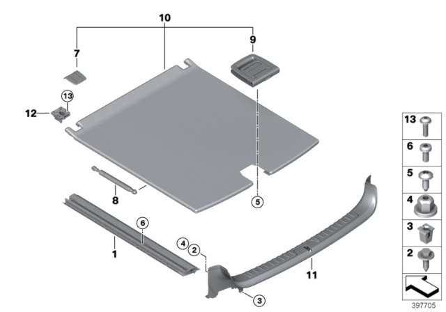 2019 BMW X6 PAD, TRUNK FLOOR, LEFT Diagram for 51477369383