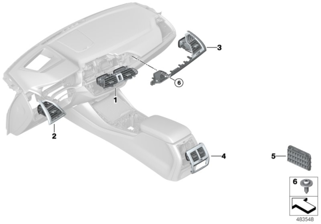 2020 BMW X4 Fresh Air Grille, Driver'S Side Diagram for 64229363439