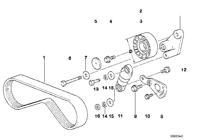 1994 BMW 740i Belt Drive Climate Compressor Diagram