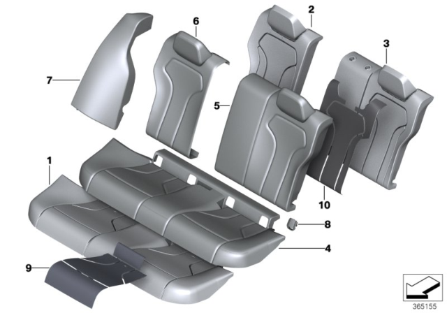 2016 BMW M3 Seat, Rear, Cushion & Cover Diagram