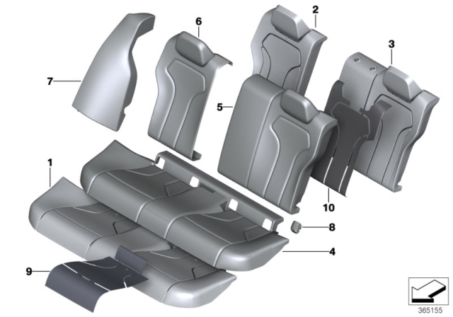 2017 BMW M3 Seat, Rear, Cushion & Cover Diagram