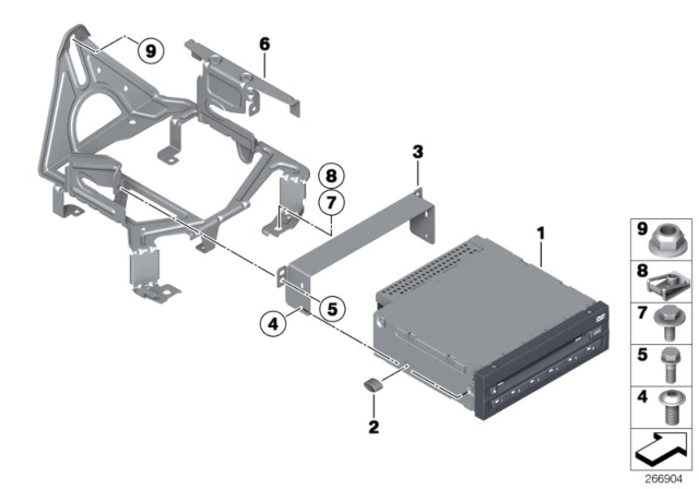 2012 BMW 328i DVD Changer/Bracket Diagram