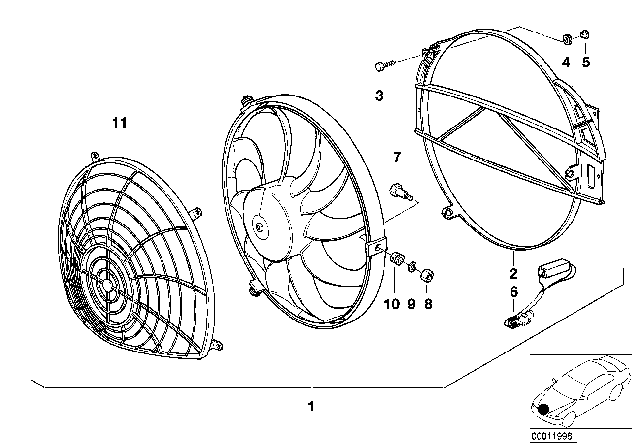 1997 BMW Z3 Additional Fan And Mounting Parts Diagram