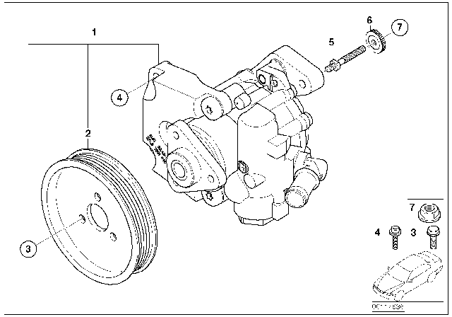 2002 BMW X5 Exchange Power Steering Pump Diagram for 32416757913