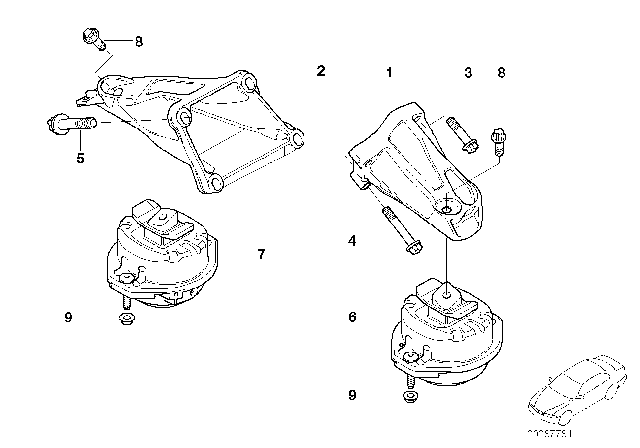 2008 BMW 750Li Engine Mount Left Diagram for 22116769185