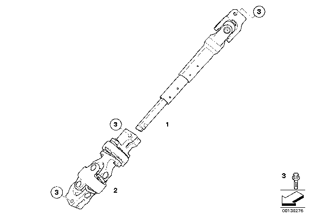 2009 BMW X3 Steering Column - Lower Joint Assy Diagram