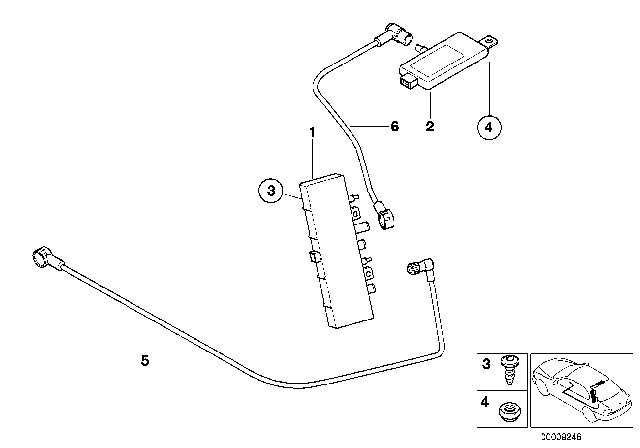 1999 BMW 540i Parts For Lateral / Rear Window Antenna Diagram