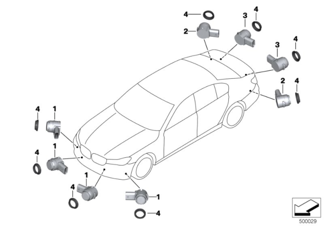 2020 BMW 740i Ultrasonic Sensor Pdc Diagram