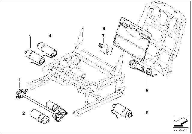 2005 BMW 645Ci Seat, Front, Electrical System & Drives Diagram