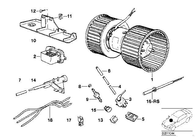 1993 BMW 740iL Repair Kit Temperature Sensor Diagram for 64111378849