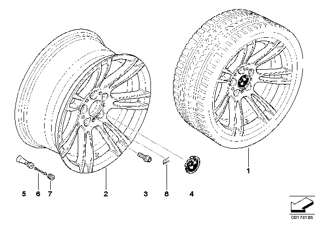 2008 BMW M3 BMW LM Rad Doppelspeiche Diagram