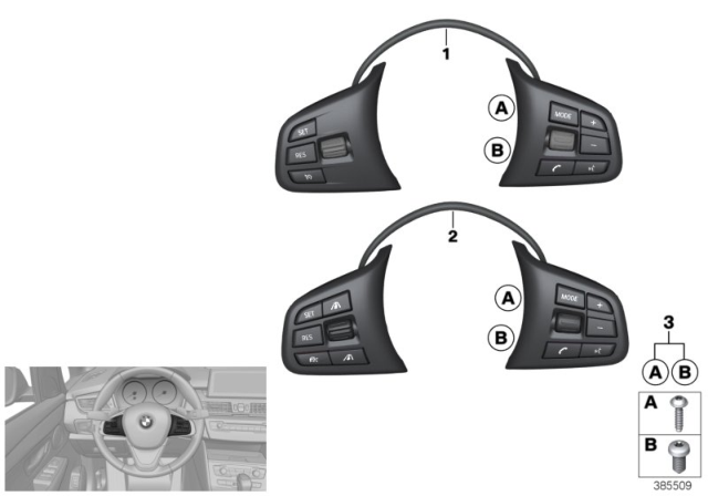 2017 BMW X1 Switch, Steering Wheel Diagram 2