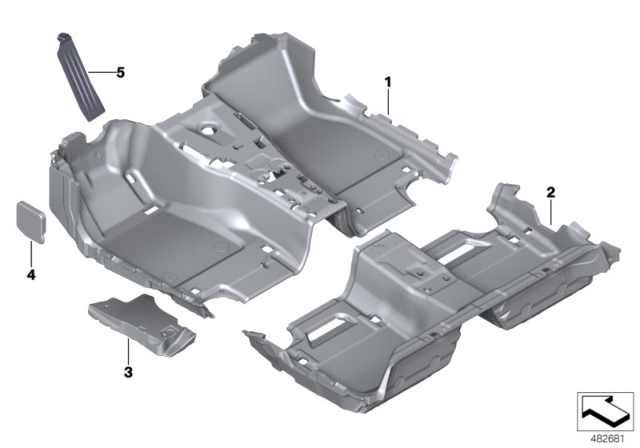 2017 BMW 540i Floor Covering Diagram