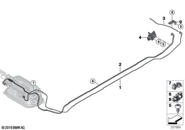 2014 BMW i3 Fuel Pipes / Mounting Parts Diagram