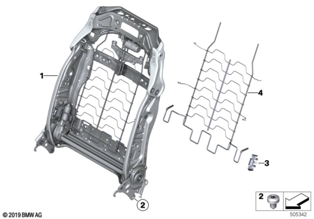 2016 BMW 750i Seat, Front, Backrest Frame Diagram