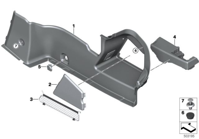 2020 BMW M850i xDrive Trunk Trim Panel Diagram 1