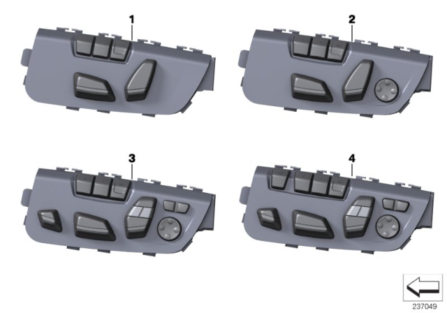 2018 BMW 650i Switch, Seat Adjustment Diagram 1