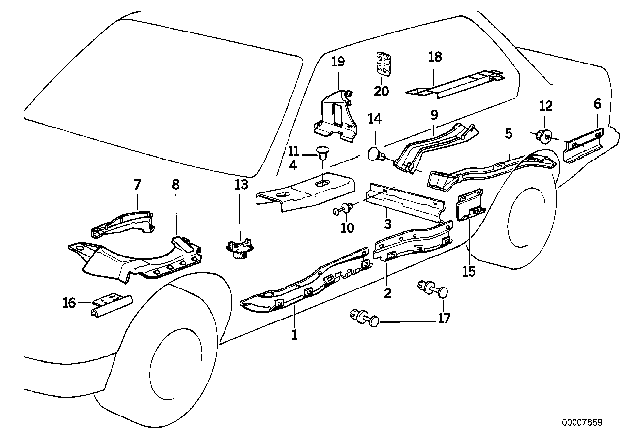 1990 BMW 735iL Cable Covering Diagram