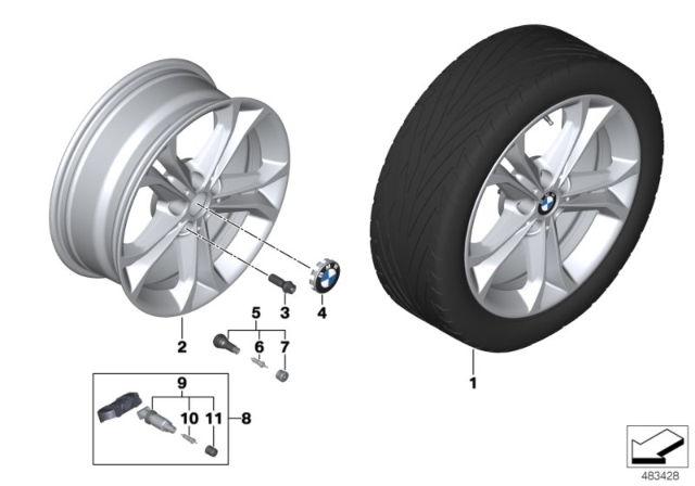 2020 BMW X3 Light Alloy Disc Wheel Reflexsilber Diagram for 36116876918