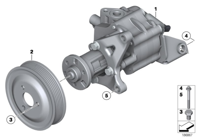 2013 BMW 535i xDrive Power Steering Pump Diagram 1