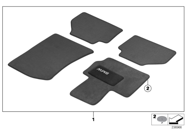 2014 BMW X3 Floor Mats Velours Diagram 2