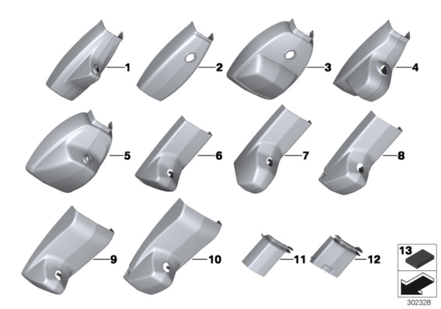 2012 BMW 535i GT xDrive SET OF COVERS MIRROR BASEPLA Diagram for 51169177323