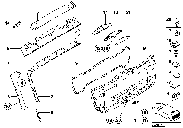 2000 BMW 323i Trim Panel, Rear Trunk / Trunk Lid Diagram 2