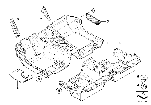 2005 BMW 645Ci Floor Covering Diagram